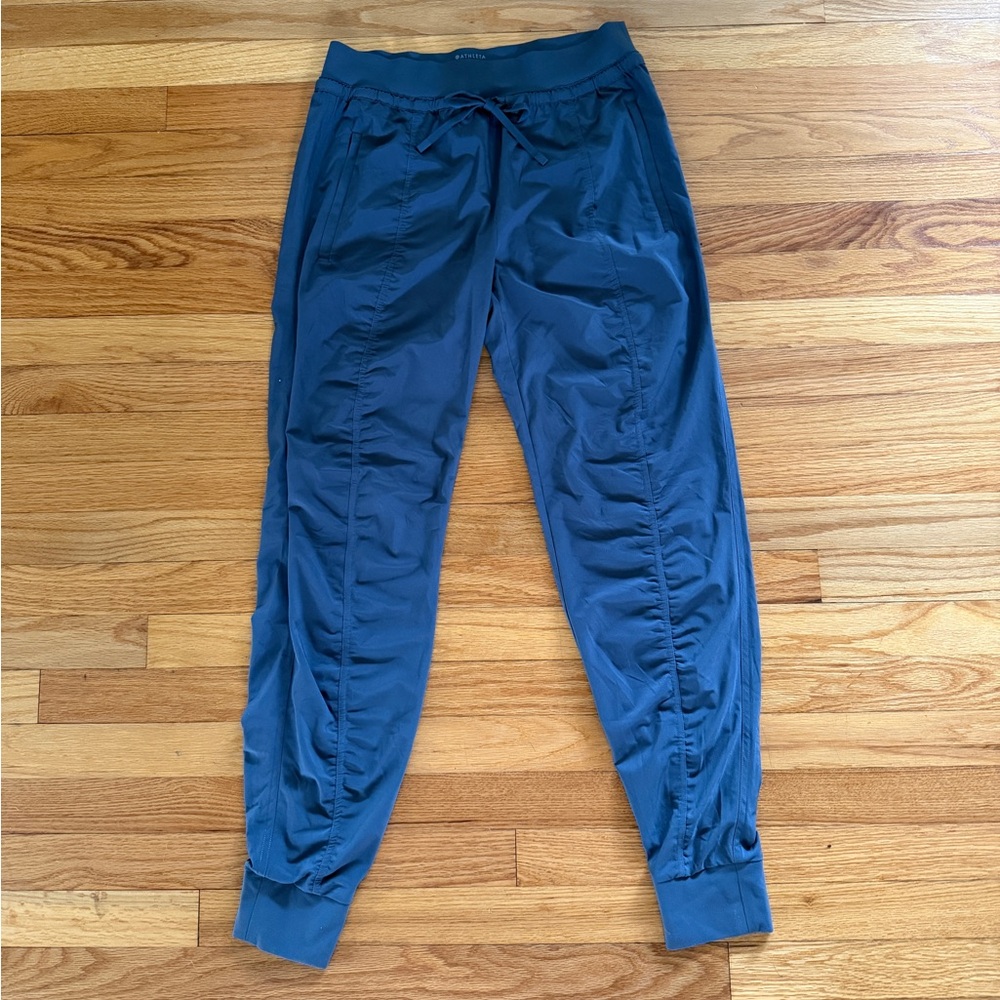 Athleta Attitude Pants Blue Gray Jogger Size 10 Tall Athleisure Gym Fitness